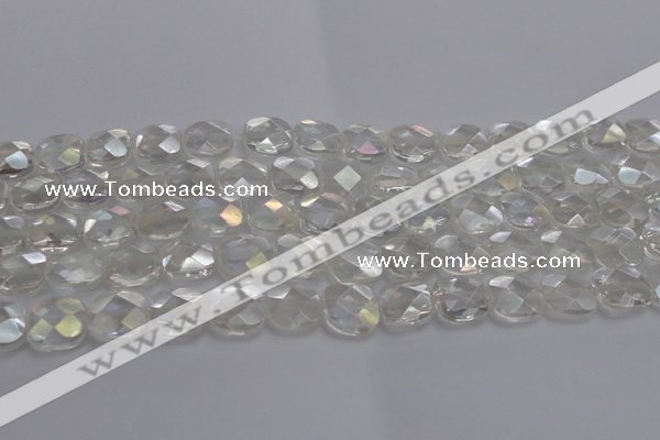 CNC220 15.5 inches 10*10mm faceted square AB-color white crystal beads