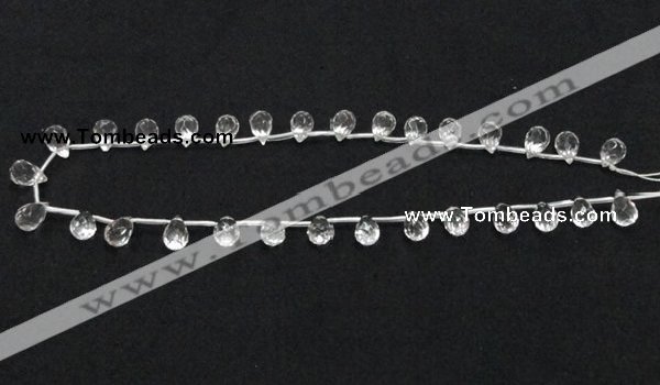 CNC31 8*12mm faceted teardrop grade AB natural white crystal beads