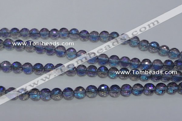 CNC312 15.5 inches 8mm faceted round AB-color white crystal beads