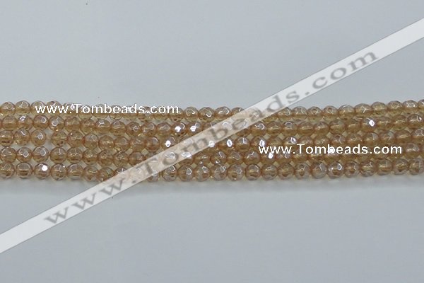 CNC517 15.5 inches 6mm faceted round dyed natural white crystal beads