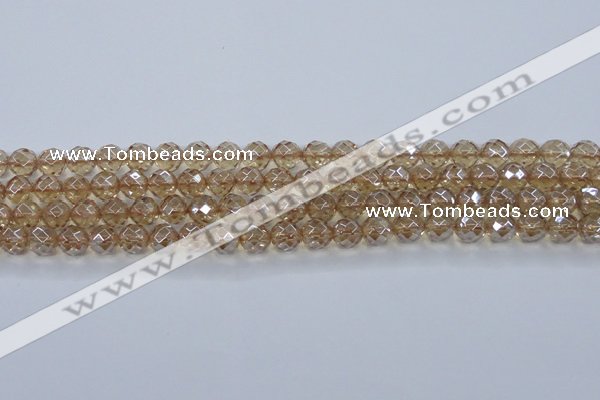 CNC519 15.5 inches 10mm faceted round dyed natural white crystal beads