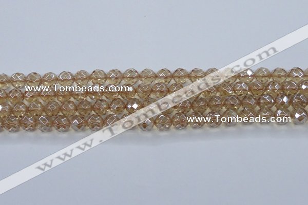 CNC520 15.5 inches 12mm faceted round dyed natural white crystal beads