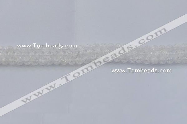 CNC550 15.5 inches 4mm round natural crackle white crystal beads