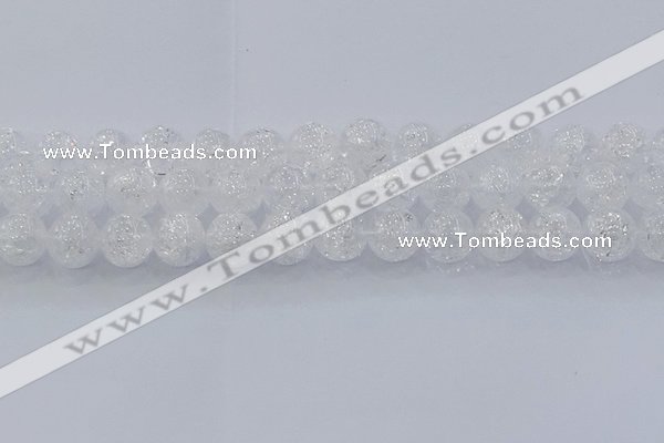 CNC554 15.5 inches 12mm round natural crackle white crystal beads