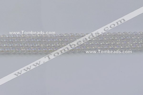 CNC560 15.5 inches 4mm round plated crackle white crystal beads