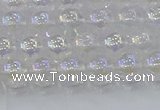 CNC561 15.5 inches 6mm round plated crackle white crystal beads