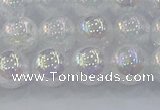 CNC563 15.5 inches 10mm round plated crackle white crystal beads