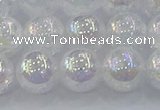 CNC564 15.5 inches 12mm round plated crackle white crystal beads