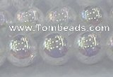 CNC565 15.5 inches 14mm round plated crackle white crystal beads