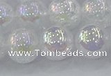 CNC566 15.5 inches 16mm round plated crackle white crystal beads