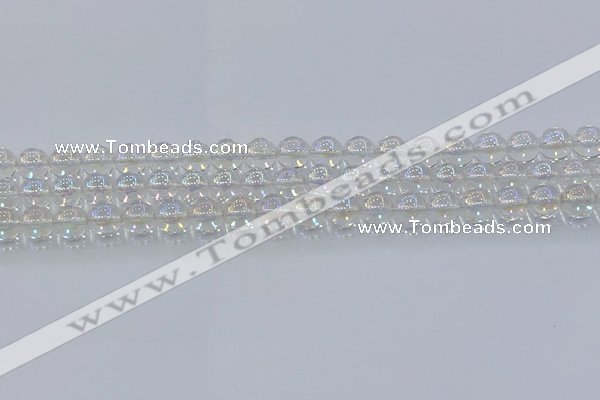 CNC571 15.5 inches 8mm round plated natural white crystal beads