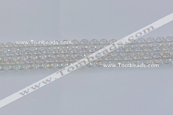 CNC571 15.5 inches 8mm round plated natural white crystal beads