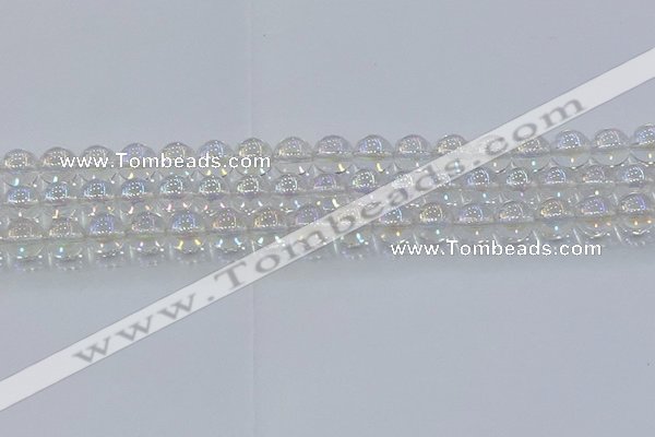 CNC572 15.5 inches 10mm round plated natural white crystal beads