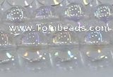 CNC573 15.5 inches 12mm round plated natural white crystal beads