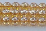 CNC576 15.5 inches 6mm round plated natural white crystal beads