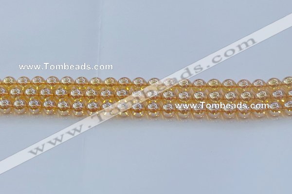 CNC576 15.5 inches 6mm round plated natural white crystal beads