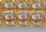 CNC580 15.5 inches 14mm round plated natural white crystal beads