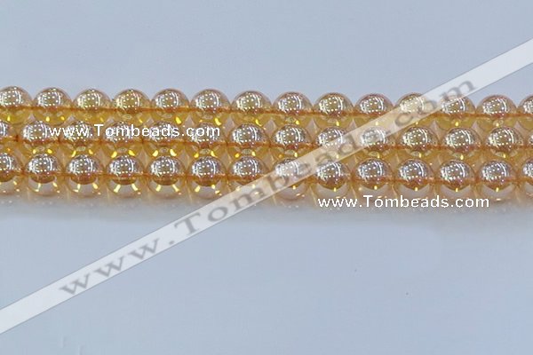 CNC580 15.5 inches 14mm round plated natural white crystal beads