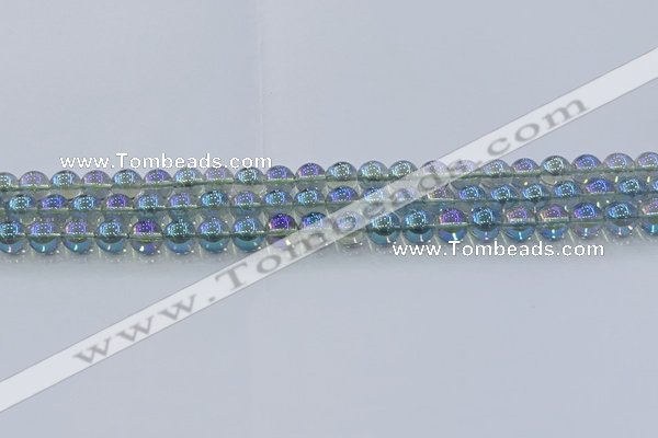 CNC582 15.5 inches 6mm round plated natural white crystal beads