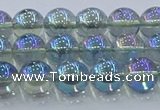 CNC583 15.5 inches 8mm round plated natural white crystal beads