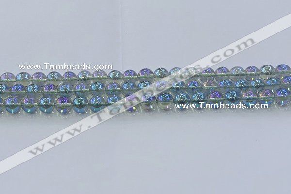 CNC583 15.5 inches 8mm round plated natural white crystal beads