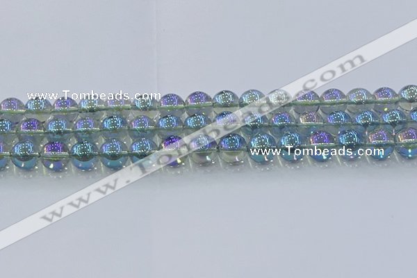 CNC585 15.5 inches 12mm round plated natural white crystal beads