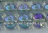 CNC586 15.5 inches 14mm round plated natural white crystal beads