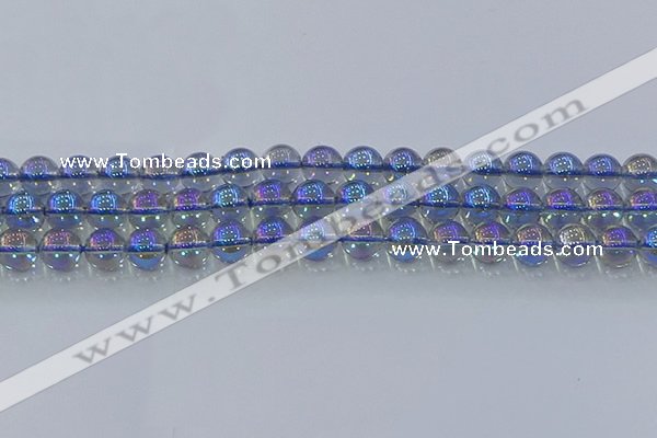 CNC590 15.5 inches 10mm round plated natural white crystal beads