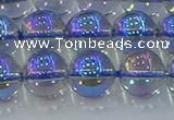 CNC591 15.5 inches 12mm round plated natural white crystal beads