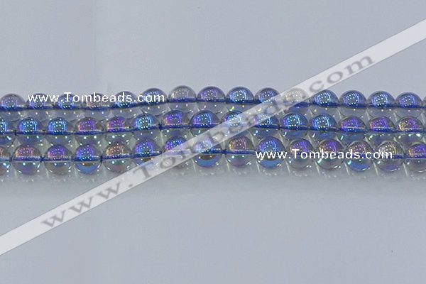 CNC591 15.5 inches 12mm round plated natural white crystal beads