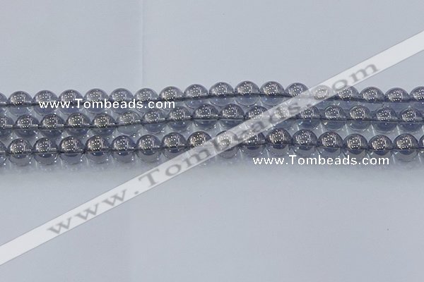 CNC595 15.5 inches 8mm round plated natural white crystal beads