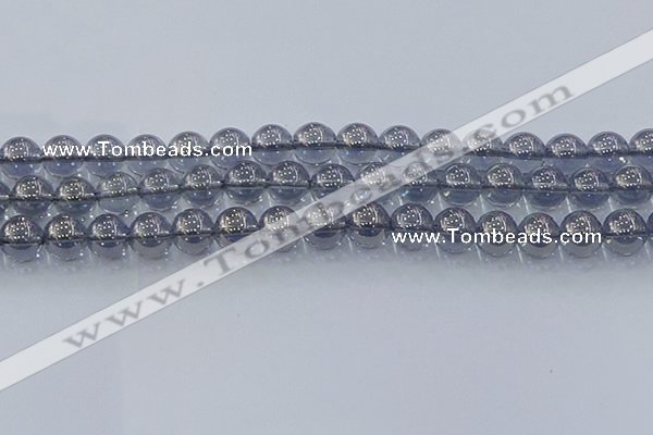 CNC596 15.5 inches 10mm round plated natural white crystal beads