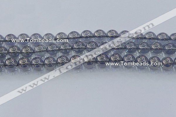 CNC598 15.5 inches 14mm round plated natural white crystal beads