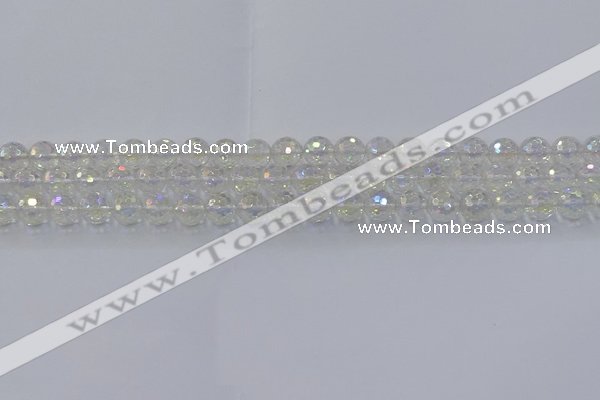 CNC600 15.5 inches 4mm faceted round plated natural white crystal beads