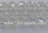 CNC601 15.5 inches 6mm faceted round plated natural white crystal beads