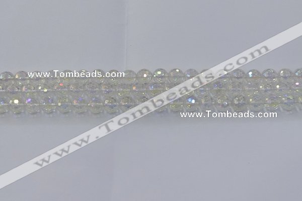 CNC601 15.5 inches 6mm faceted round plated natural white crystal beads