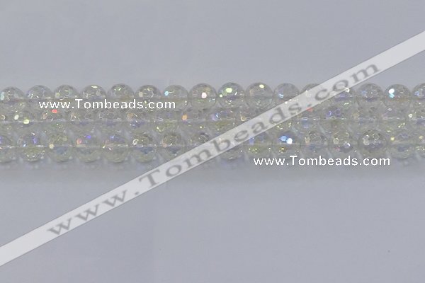 CNC603 15.5 inches 10mm faceted round plated natural white crystal beads