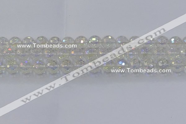 CNC604 15.5 inches 12mm faceted round plated natural white crystal beads