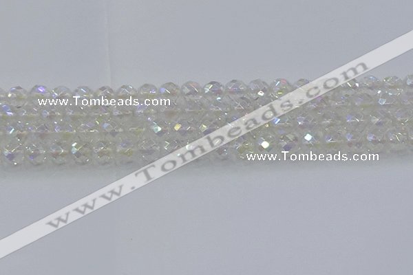 CNC610 15.5 inches 10mm faceted round plated natural white crystal beads