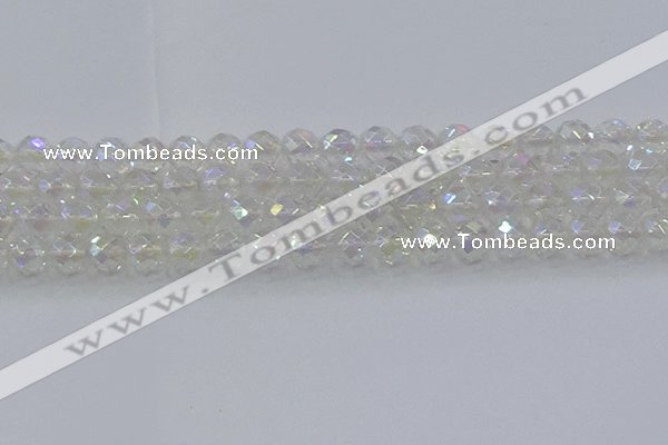 CNC611 15.5 inches 12mm faceted round plated natural white crystal beads