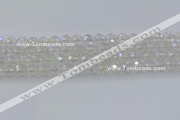 CNC612 15.5 inches 14mm faceted round plated natural white crystal beads