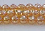 CNC614 15.5 inches 6mm faceted round plated natural white crystal beads