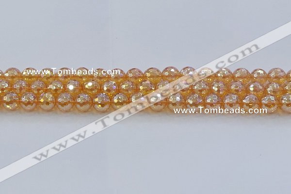 CNC616 15.5 inches 10mm faceted round plated natural white crystal beads
