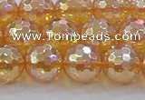 CNC617 15.5 inches 12mm faceted round plated natural white crystal beads