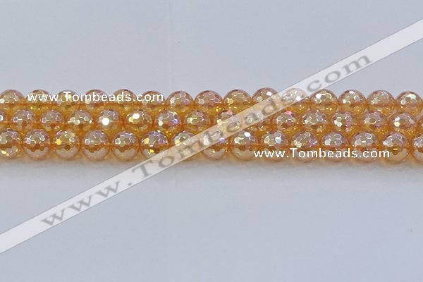 CNC617 15.5 inches 12mm faceted round plated natural white crystal beads