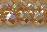 CNC624 15.5 inches 14mm faceted round plated natural white crystal beads