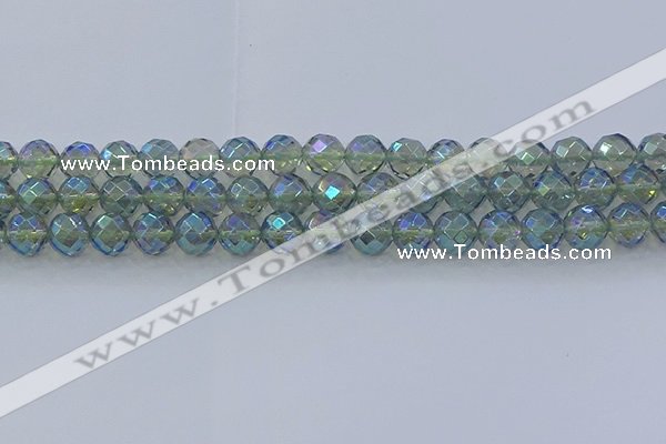 CNC629 15.5 inches 10mm faceted round plated natural white crystal beads