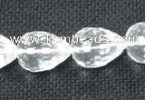 CNC63 15*20mm faceted teardrop grade A natural white crystal beads