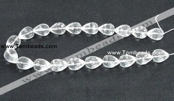 CNC63 15*20mm faceted teardrop grade A natural white crystal beads