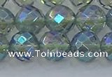 CNC630 15.5 inches 12mm faceted round plated natural white crystal beads